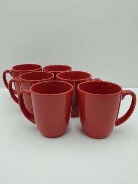 Corelle Red Stoneware Mugs Corning Red Coffee Cups